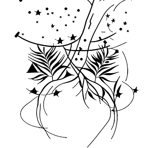 Combine the silhouette of an olive tree with a constellation of stars. tattoo design idea