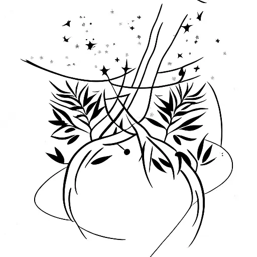 Combine the silhouette of an olive tree with a constellation of stars. tattoo design idea