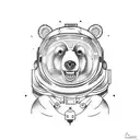dope bear in space tattoo design idea