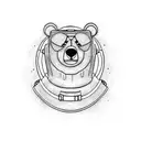 dope bear in space tattoo design idea