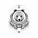 dope bear in space tattoo design idea