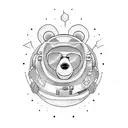 dope bear in space tattoo design idea