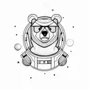 dope bear in space tattoo design idea