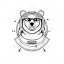 dope bear in space tattoo design idea