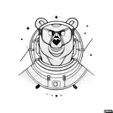 dope bear in space tattoo design idea