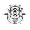 dope bear in space tattoo design idea
