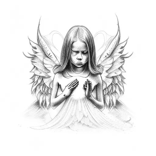 praying baby angel tattoo