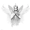 a praying angel tattoo design idea