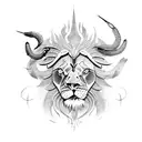 lion and bull and scorpion  tattoo design idea