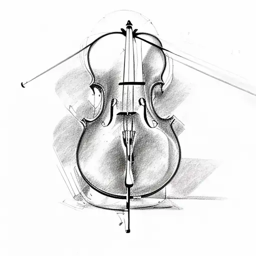 Cello, sax, drums, guitar, the Beatles, musical notes  tattoo design idea