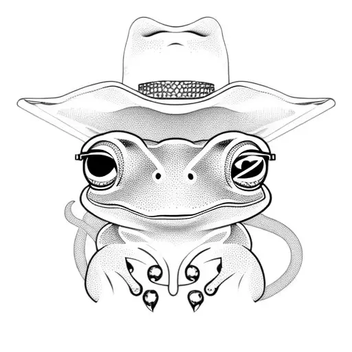 cute frog with cowboy hat tattoo design idea