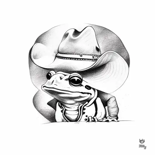 cute frog with cowboy hat tattoo design idea