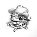 cute frog with cowboy hat tattoo design idea
