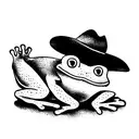 cute frog with cowboy hat tattoo design idea