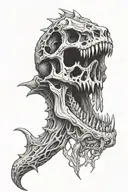 dinosaur skull sleeve tattoo design idea