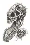 dinosaur skull sleeve tattoo design idea