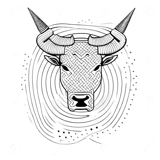 A minimalist tattoo of a bull with a musical staff and notes forming its horns tattoo design idea