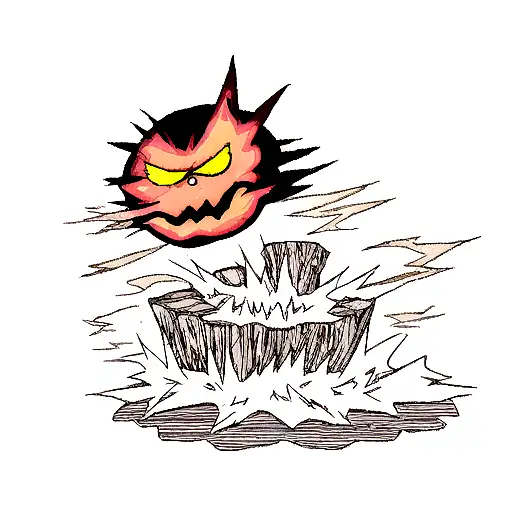 angry calcifer on a wood log tattoo design idea