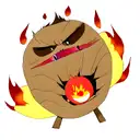 angry calcifer on a wood log tattoo design idea