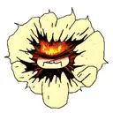 angry calcifer on a wood log tattoo design idea