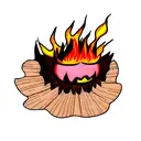 angry calcifer on a wood log tattoo design idea