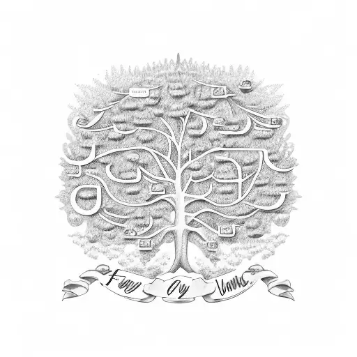 family tree with the names Jordan, Poppy, Nova tattoo design idea