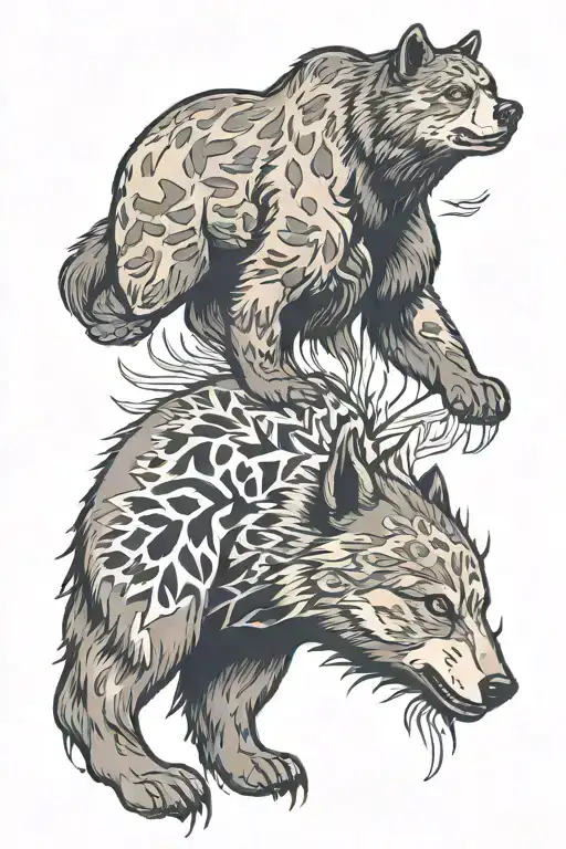 buck with bear paw print on its hip  tattoo design idea