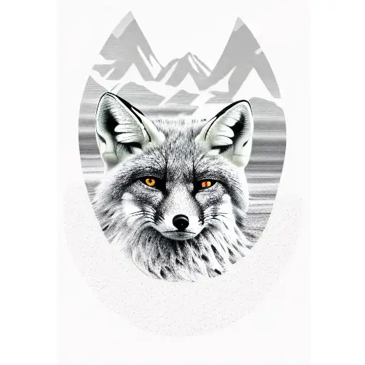 mountain range with road and 4 eye fox body Mustang driving down the road  tattoo design idea
