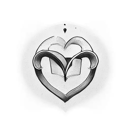 love heart with a the letter J tattoo design idea