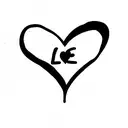 love heart with a the letter C+J tattoo design idea