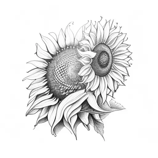 sleeve of sunflowers, hummingbird, bumblebee, music notes tattoo design idea