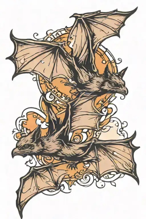bats flying tattoo design idea