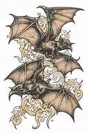 bats flying tattoo design idea