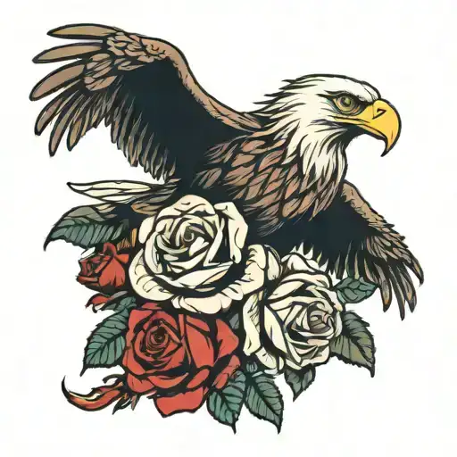 eagle rose and a truck tattoo design idea
