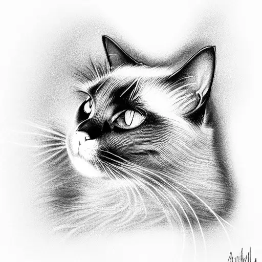 a black cat stilized tattoo design idea