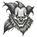 evil clown in forest  tattoo design idea