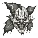 evil clown in forest  tattoo design idea