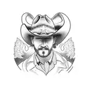 Texas theme with John Deere tractor, cowboy boots & hat tattoo design idea