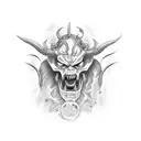 demon warrior engaged in MMA fight tattoo design idea