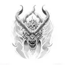 demon warrior engaged in MMA fight tattoo design idea