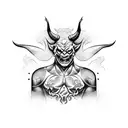 demon warrior engaged in MMA fight tattoo design idea