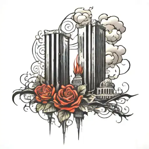 twin towers tattoo design idea