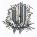 twin towers tattoo design idea