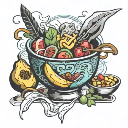bowl of food tattoo design idea