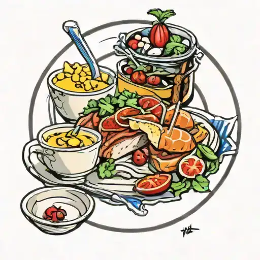 plate of food tattoo design idea