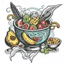 bowl of food tattoo design idea