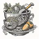bowl of food tattoo design idea