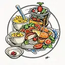plate of food tattoo design idea