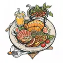 plate of food tattoo design idea