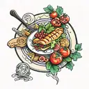 plate of food tattoo design idea